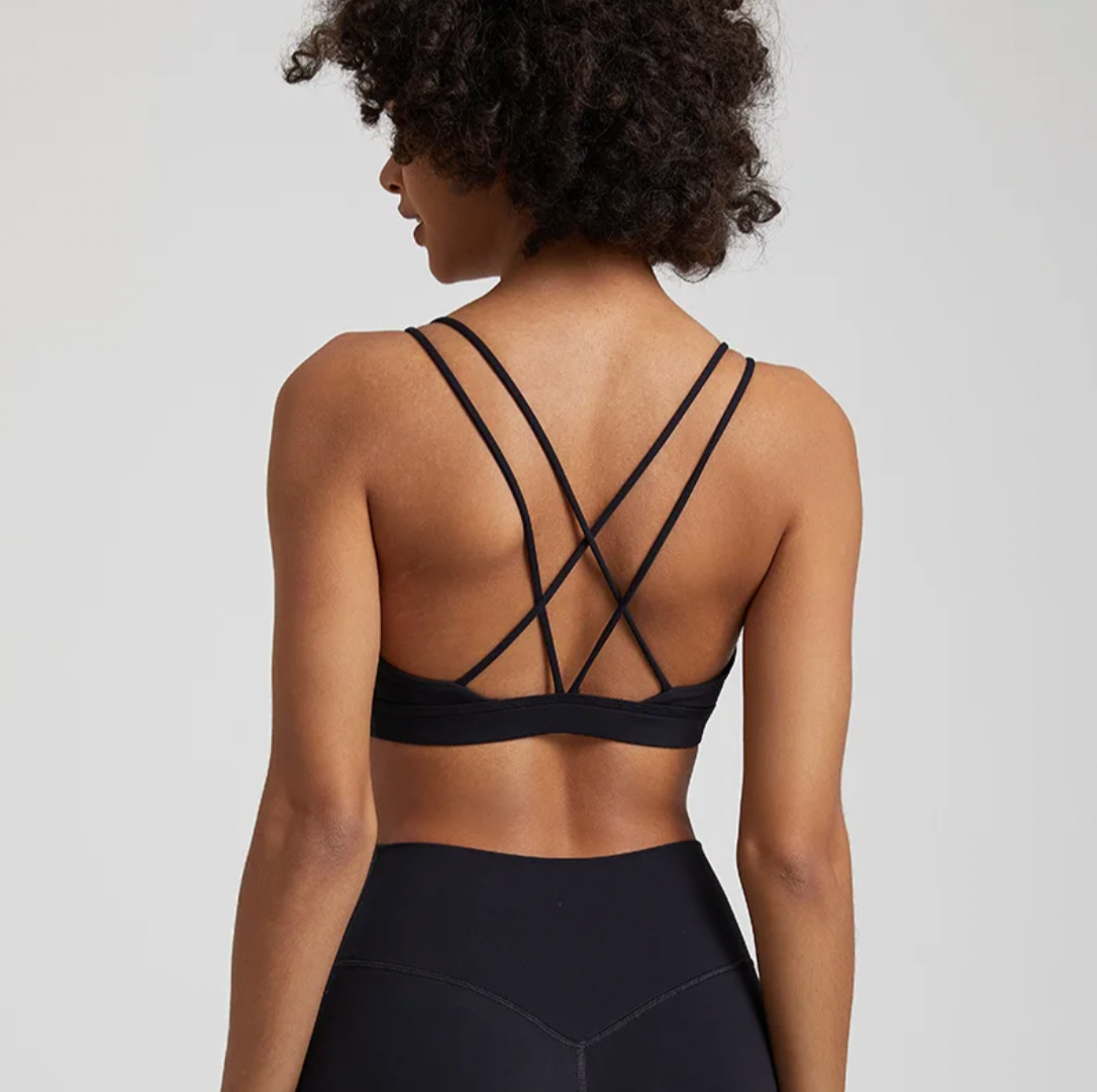 Dandy Active Strappy Back Sports Bra Color Midnight Noir