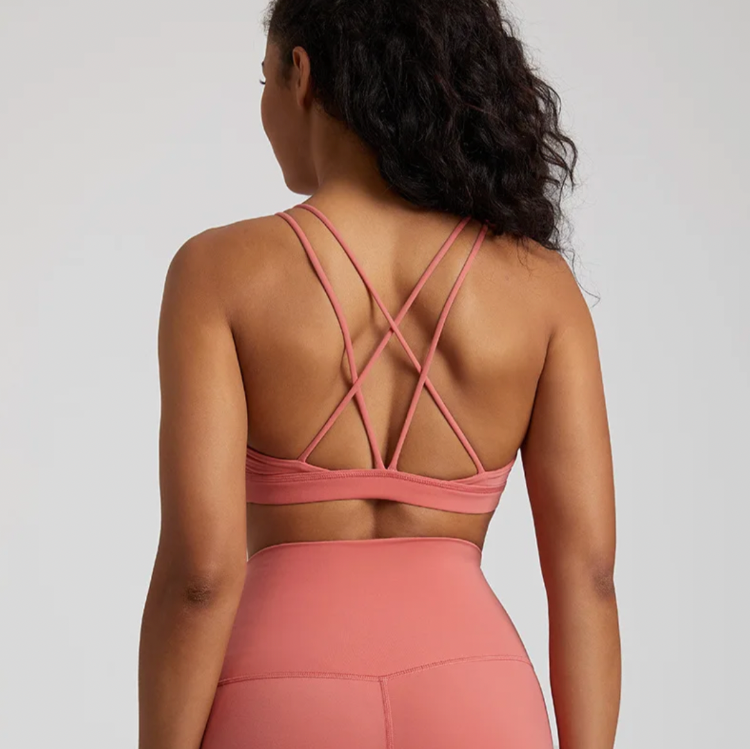 Dandy Active Strappy Back Sports Bra Color Petal Pink