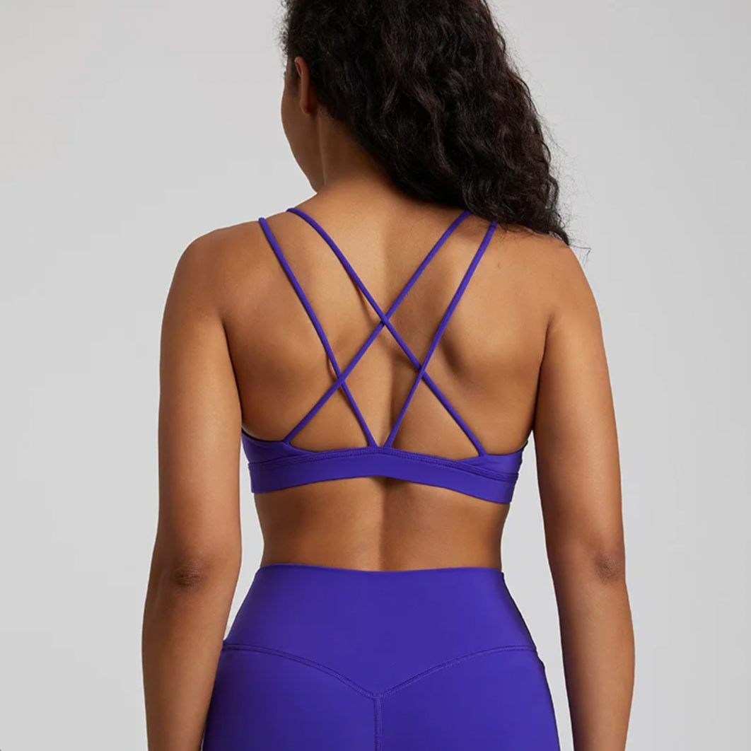 Dandy Active Strappy Back Sports Bra Color Plum Velvet