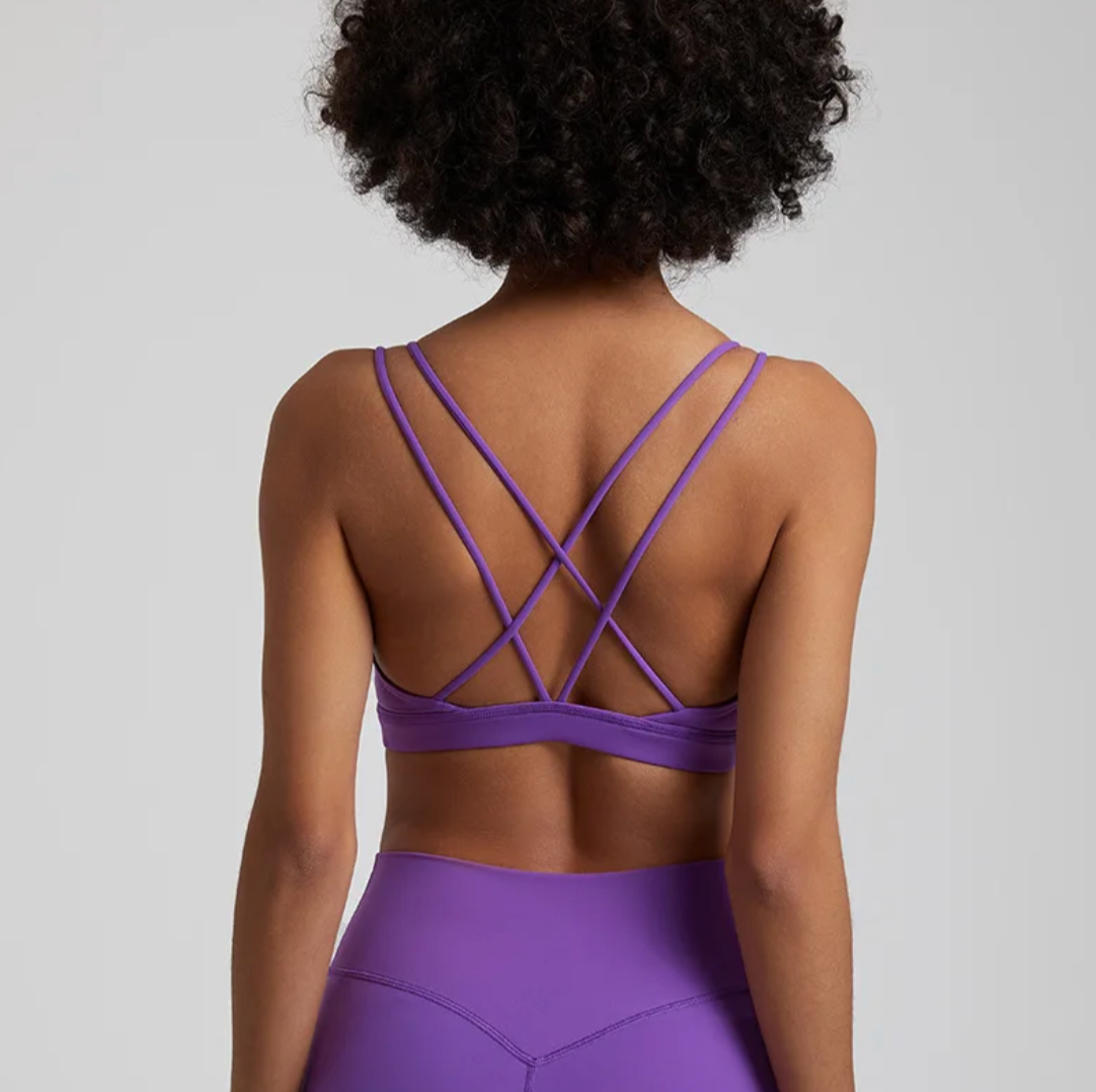 Dandy Active Strappy Back Sports Bra Color Lavender Mist