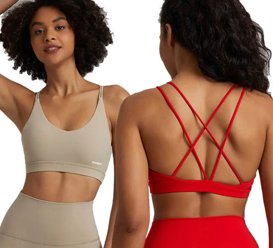 Dandy Active Strappy Back Sports Bra Color Crimson Flame