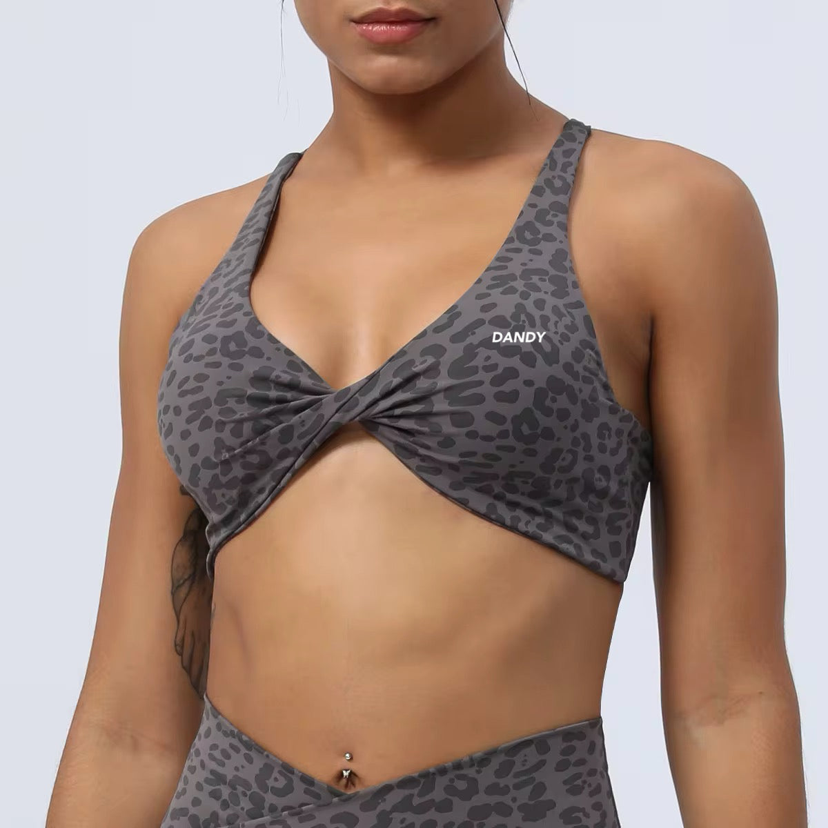 Twist It Bra in Leopard Charcoal