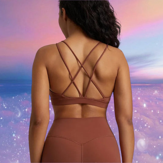 Dandy Active Strappy Back Sports Bra Color Expresso