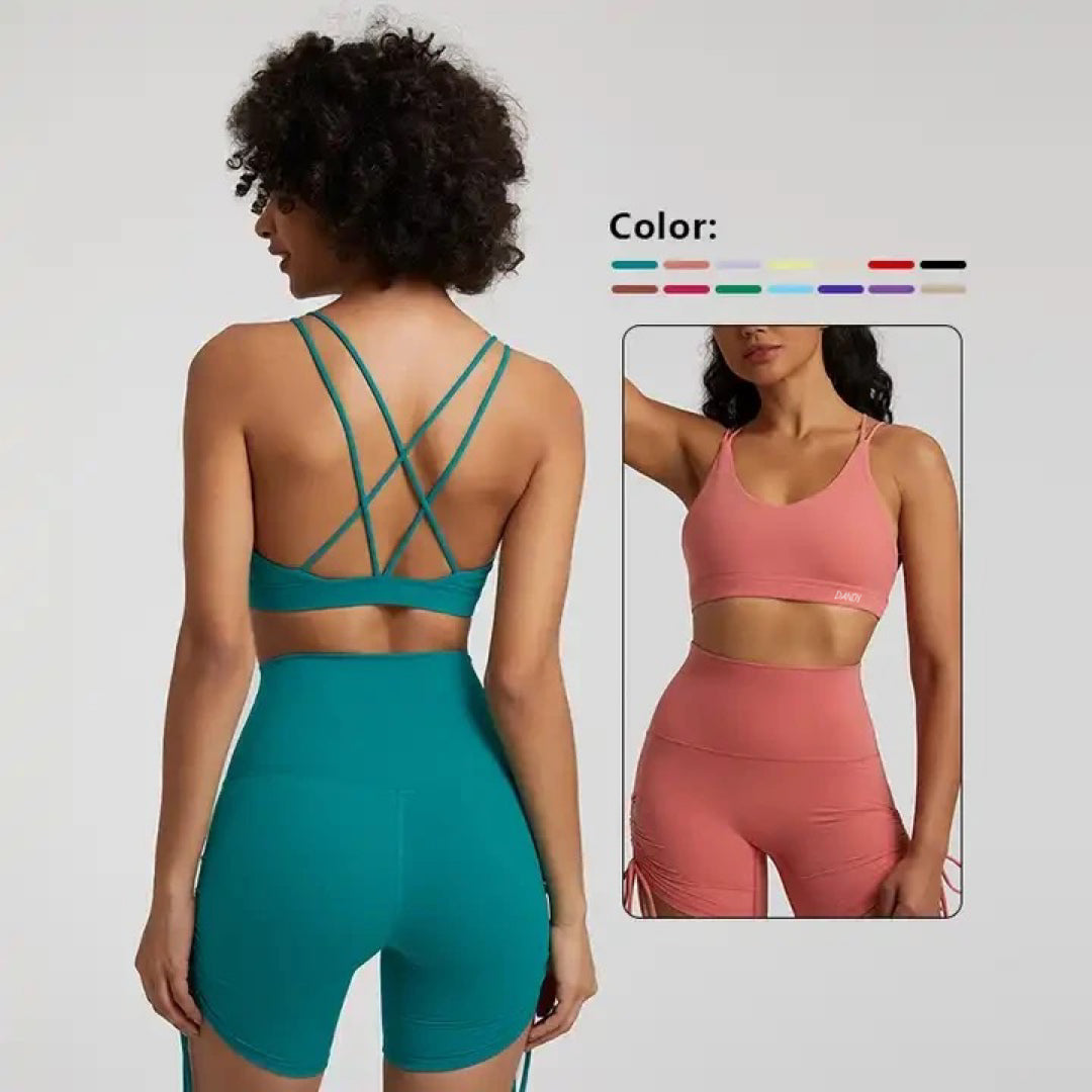 Dandy Active Strappy Back Sports Bra Color Midnight Noir