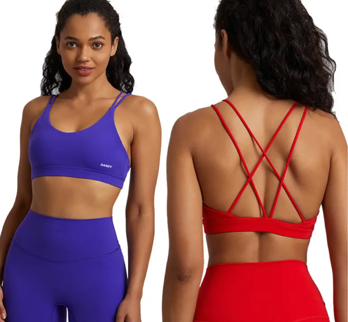 Dandy Active Strappy Back Sports Bra Color Midnight Noir